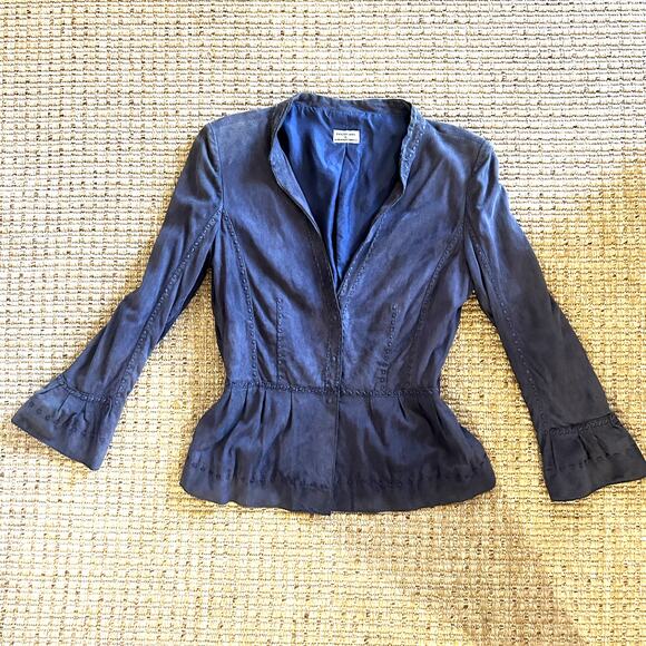 1990s Philosophy di Alberta Ferretti Suede Peplum Jacket – Made in Italy, US 8 - Picture 1 of 9